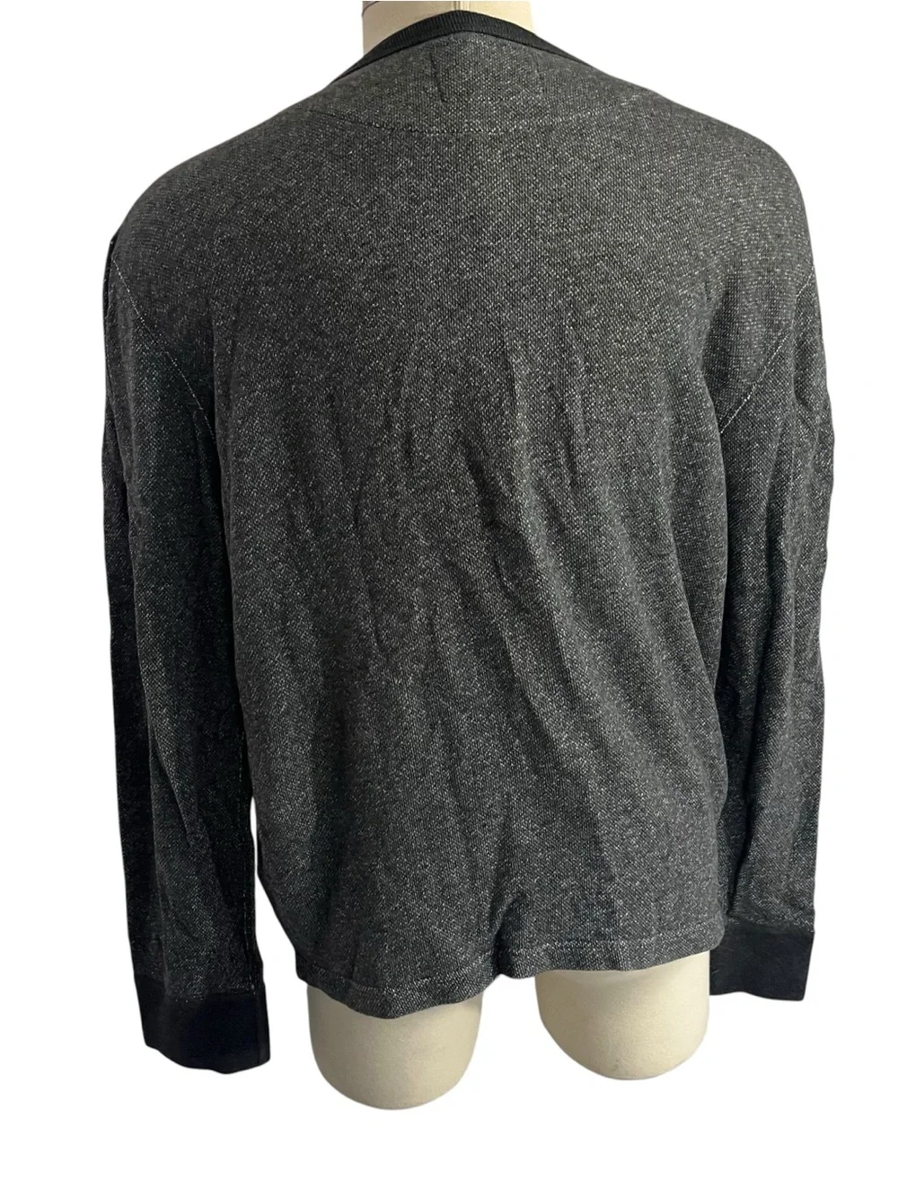 J Crew Authentic Vintage Fleece Heather Grey Long Sleeve Henley Sz XL 3 Button